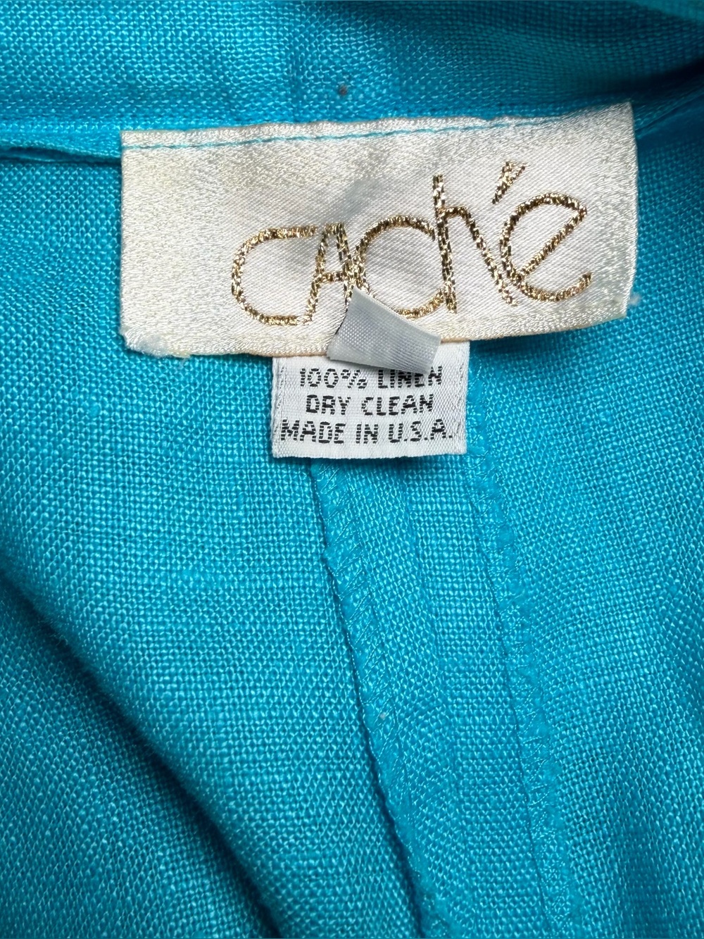 Vintage Cache 100% Linen Bermuda Shorts Blue Coastal Quiet Luxury Size 8 - Picture 3 of 4